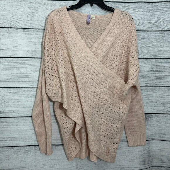 Alya Pink Knit Wrap CrissCross Sweater Size L - Picture 1 of 4